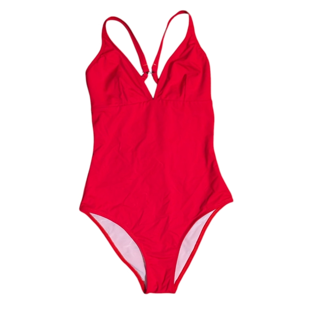 NWT Cupshe Red Plunging Slim & Sculpt Lace-Up Back One-Piece - S
